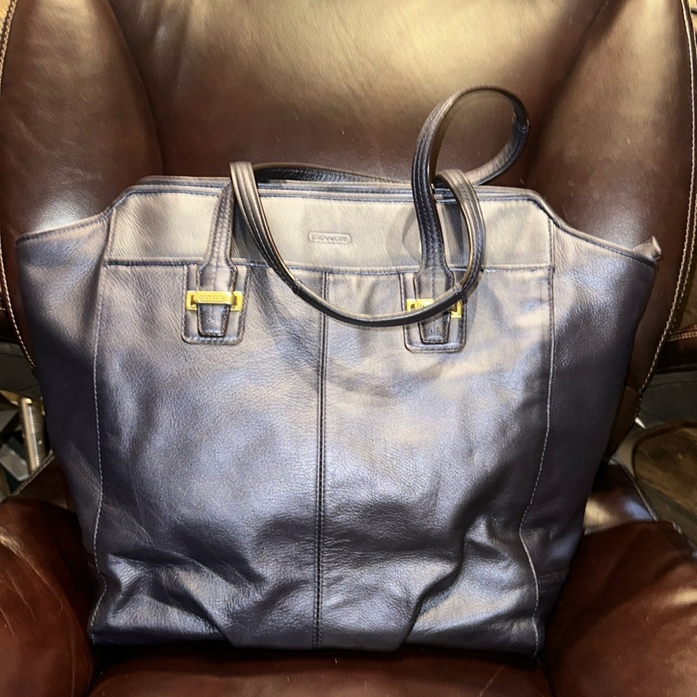 Coach Dark Brown Leather Tote Bag